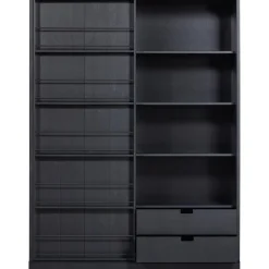 Best WOOOD Swing schuifdeurkast grenen geschuurd matzwart