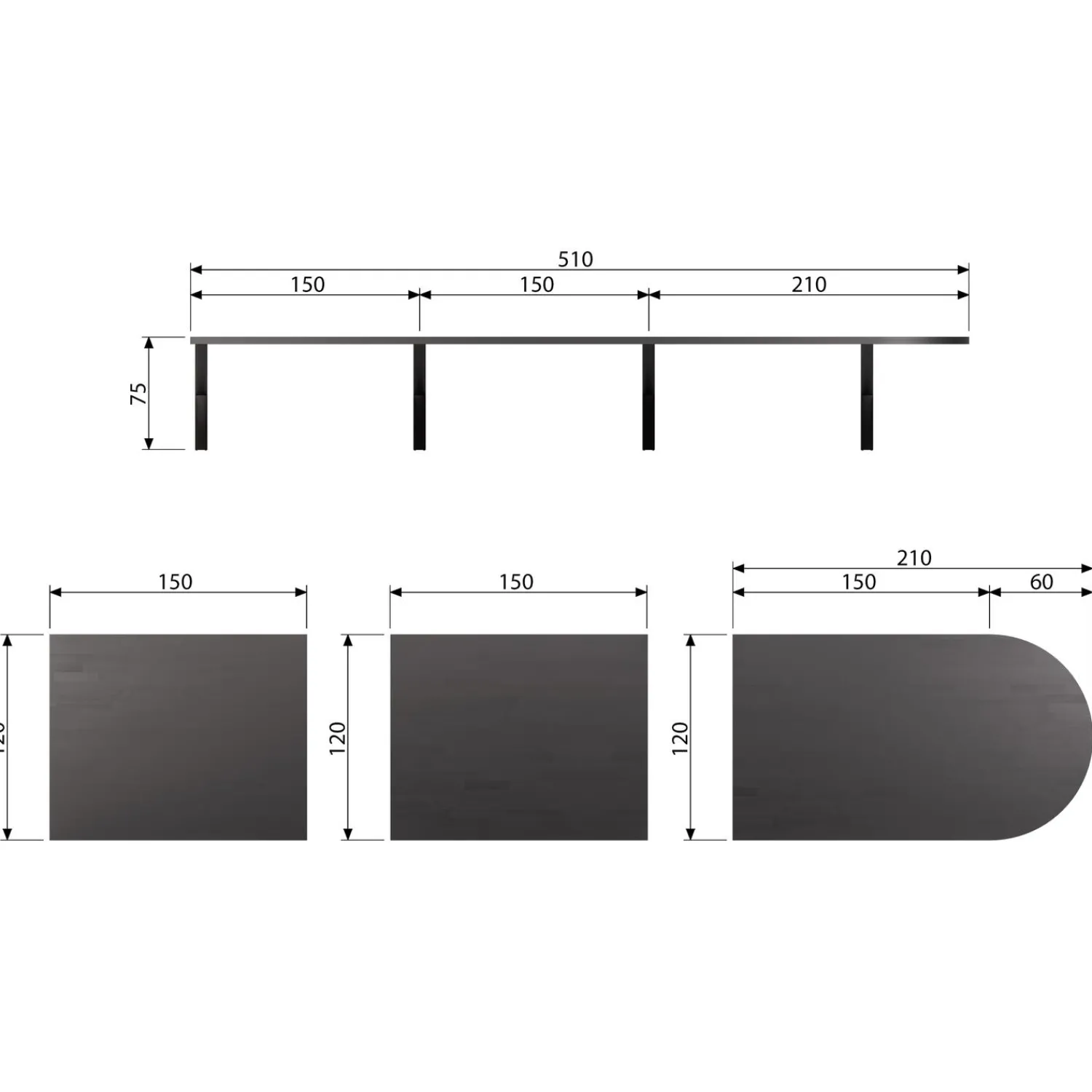 Sale WOOOD Tablo Lungo eindblad rond essen blacknight mat