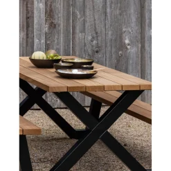 Hot WOOOD Tablo Outdoor picknicktafel ayous naturel X-poot metaal