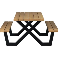 Hot WOOOD Tablo Outdoor picknicktafel ayous naturel X-poot metaal