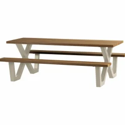 Outlet WOOOD Tablo Outdoor picknicktafel ayous zand X-poot metaal