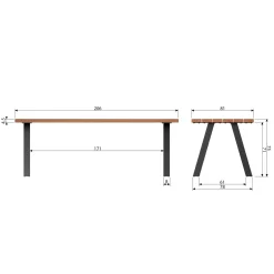 New WOOOD Tablo tuintafel ayous naturel met A-vorm poot metaal