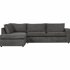 Sale WOOOD Thomas hoekbank ribstof links Donkergrijs