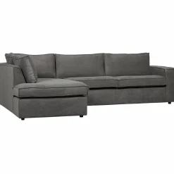 Sale WOOOD Thomas hoekbank ribstof links Donkergrijs