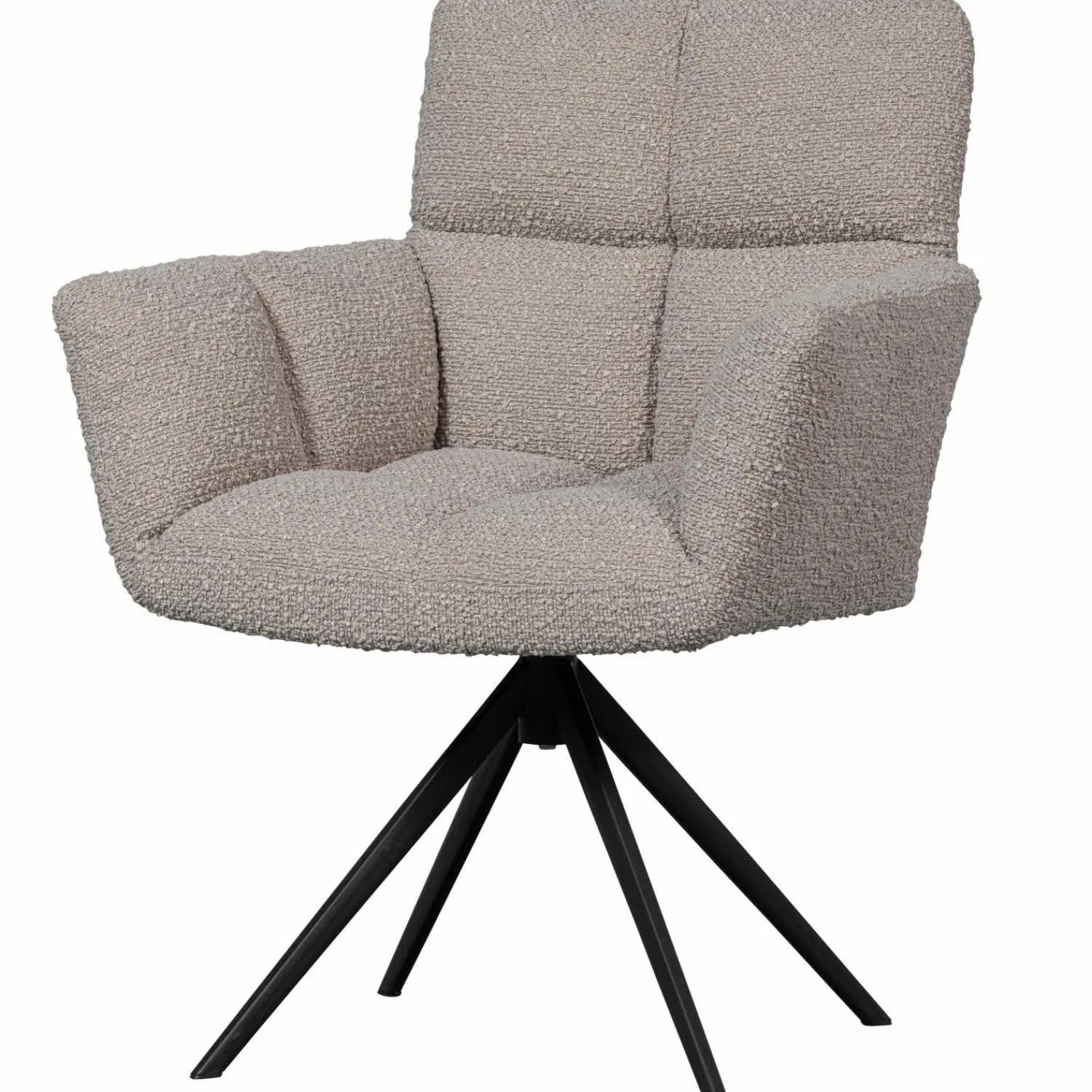 Online WOOOD Vinny draaistoel met armleuning bouclé zand