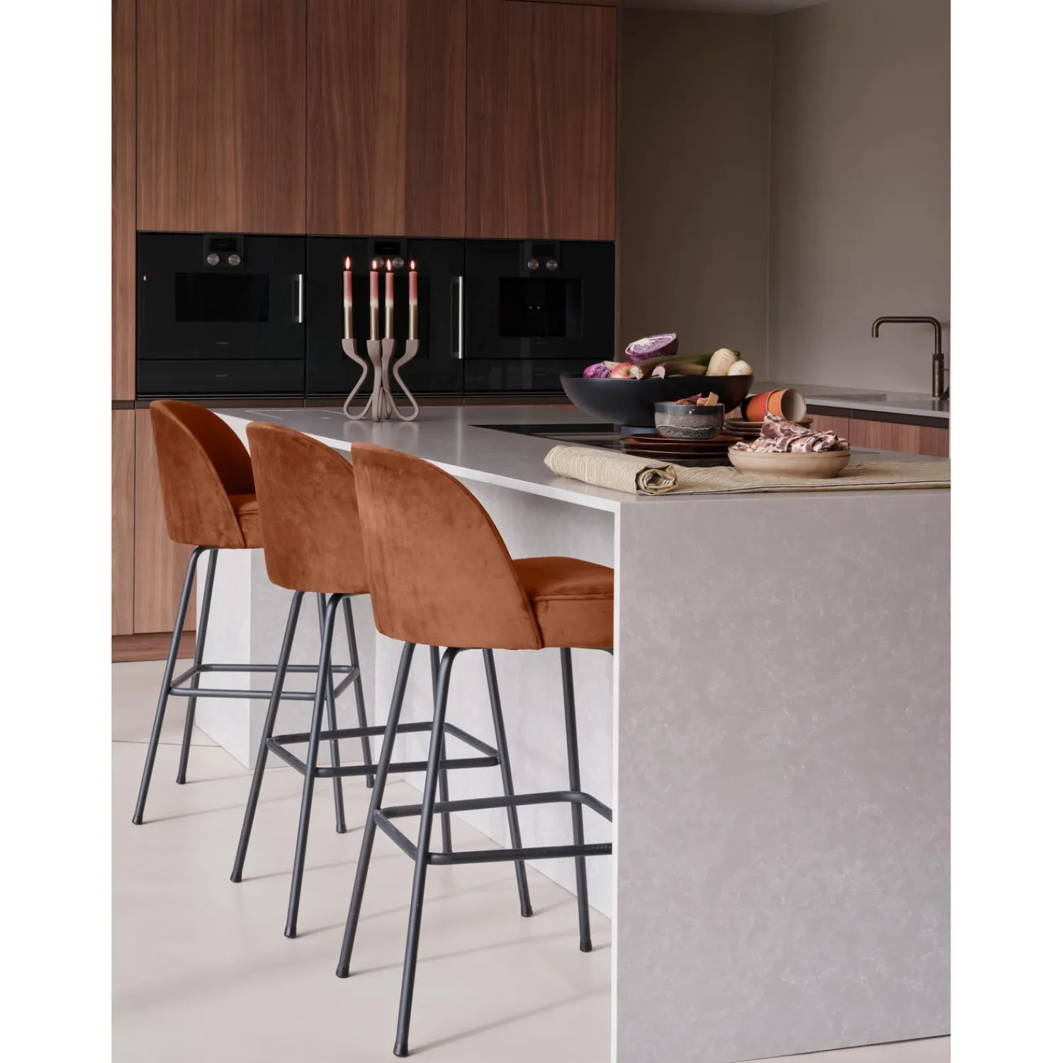 Online WOOOD Vogue barstoel 80 cm velvet Roest