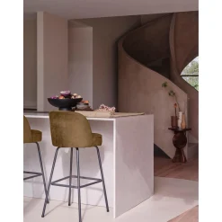 Best WOOOD Vogue barstoel 80 cm velvet Honinggeel