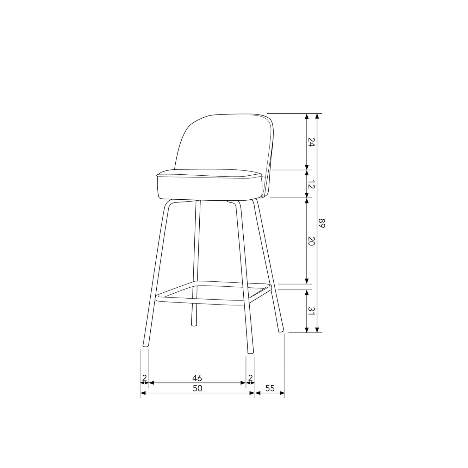 Outlet WOOOD Vogue barstoel 65 cm velvet Honinggeel