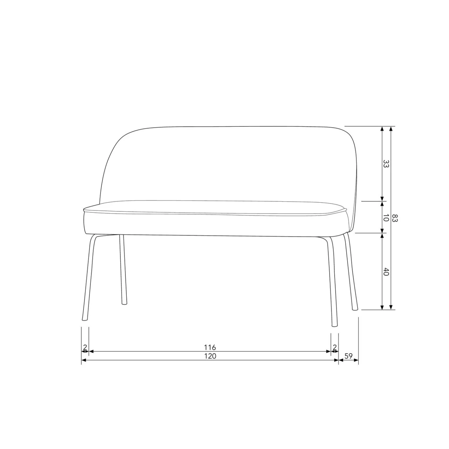 WOOOD Vogue eetbank velvet Donkergroen