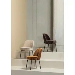 New WOOOD Vogue eetkamerstoel 3D chenille Zand