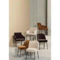 New WOOOD Vogue eetkamerstoel 3D chenille Zand