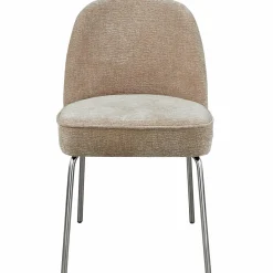 WOOOD Vogue eetkamerstoel 3D chenille chrome poot Zand