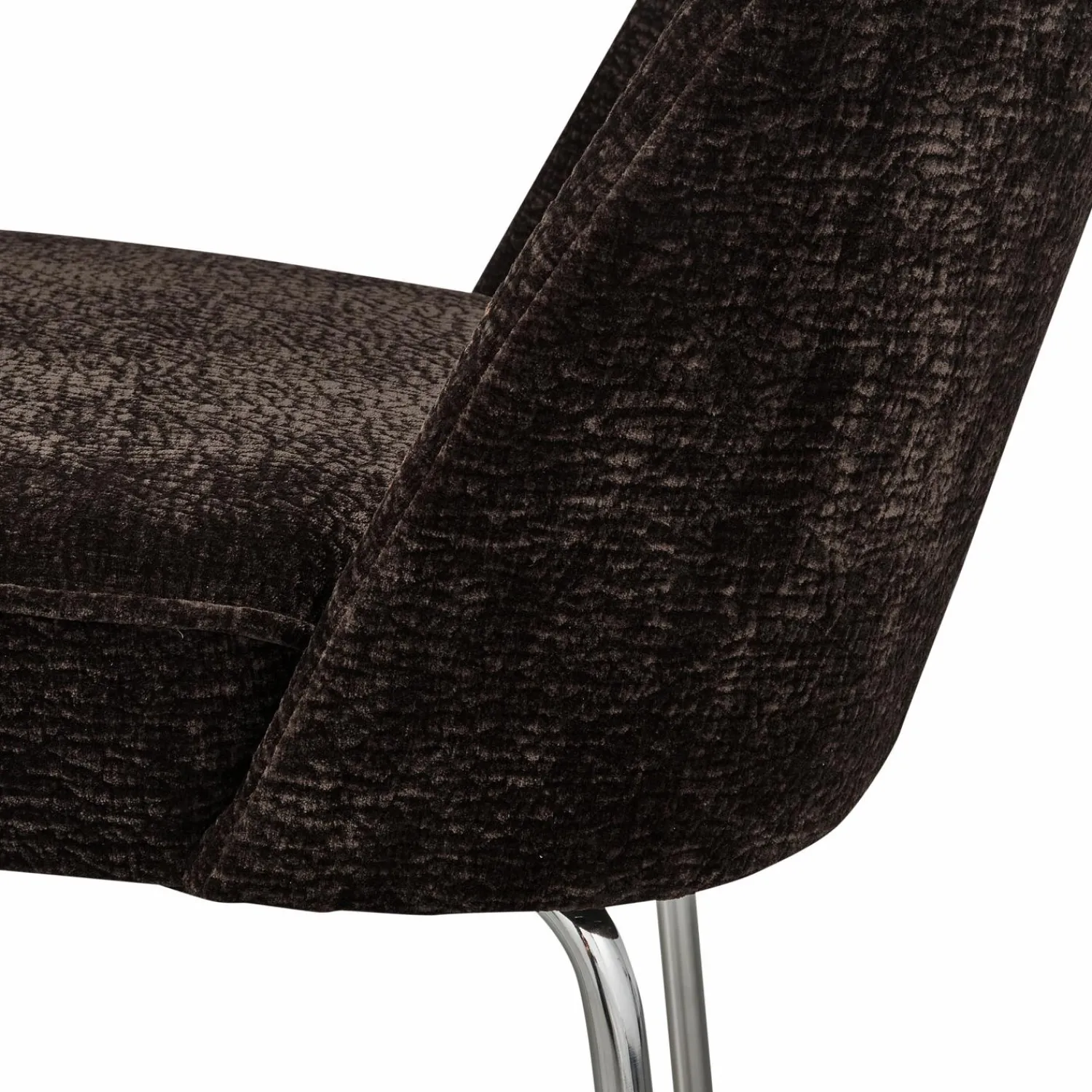 Sale WOOOD Vogue eetkamerstoel 3D chenille chrome poot Donkerbruin