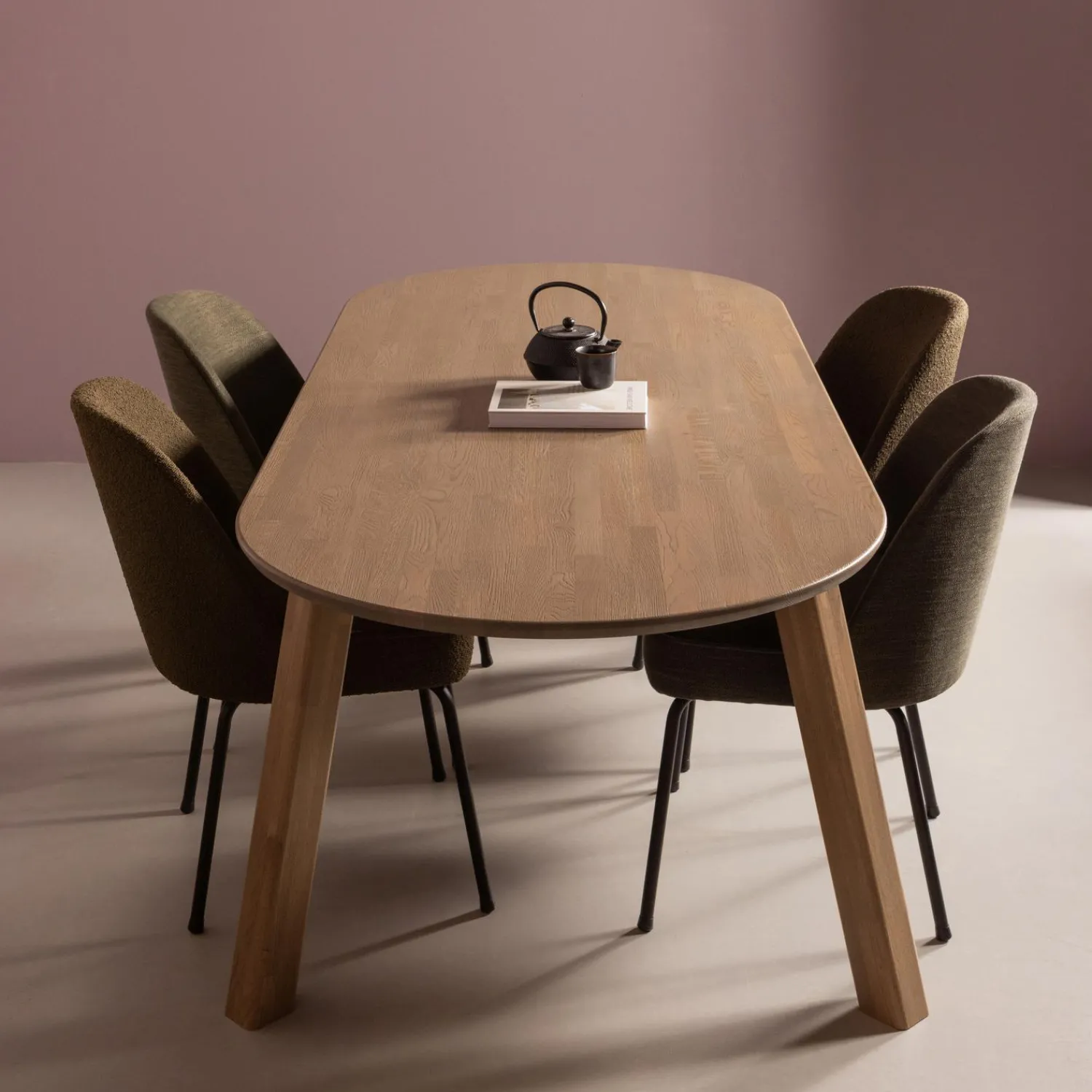 Sale WOOOD Vogue eetkamerstoel geweven stof Warm groen