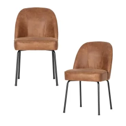 Discount WOOOD Vogue eetkamerstoel leer Cognac