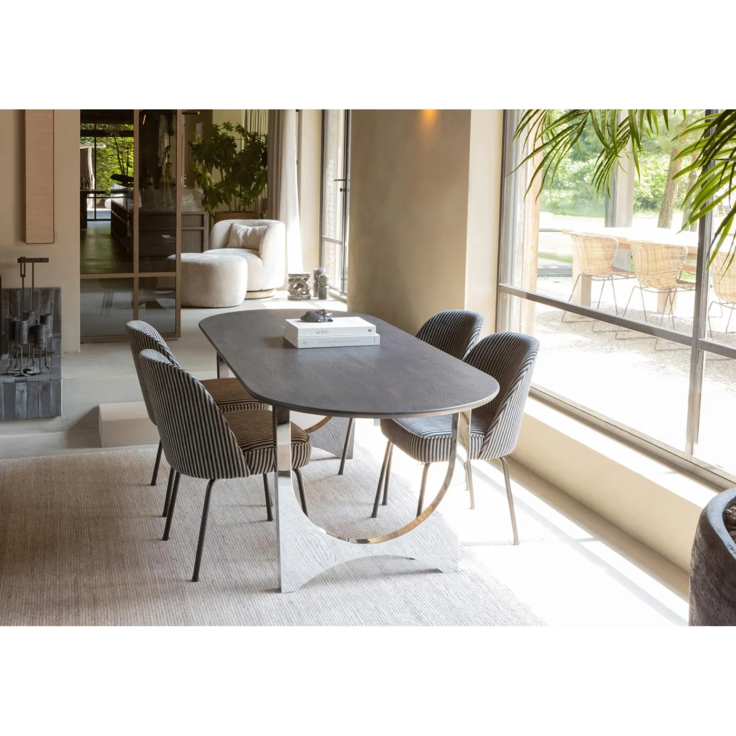 Discount WOOOD Vogue eetkamerstoel streep Zwart/grijs