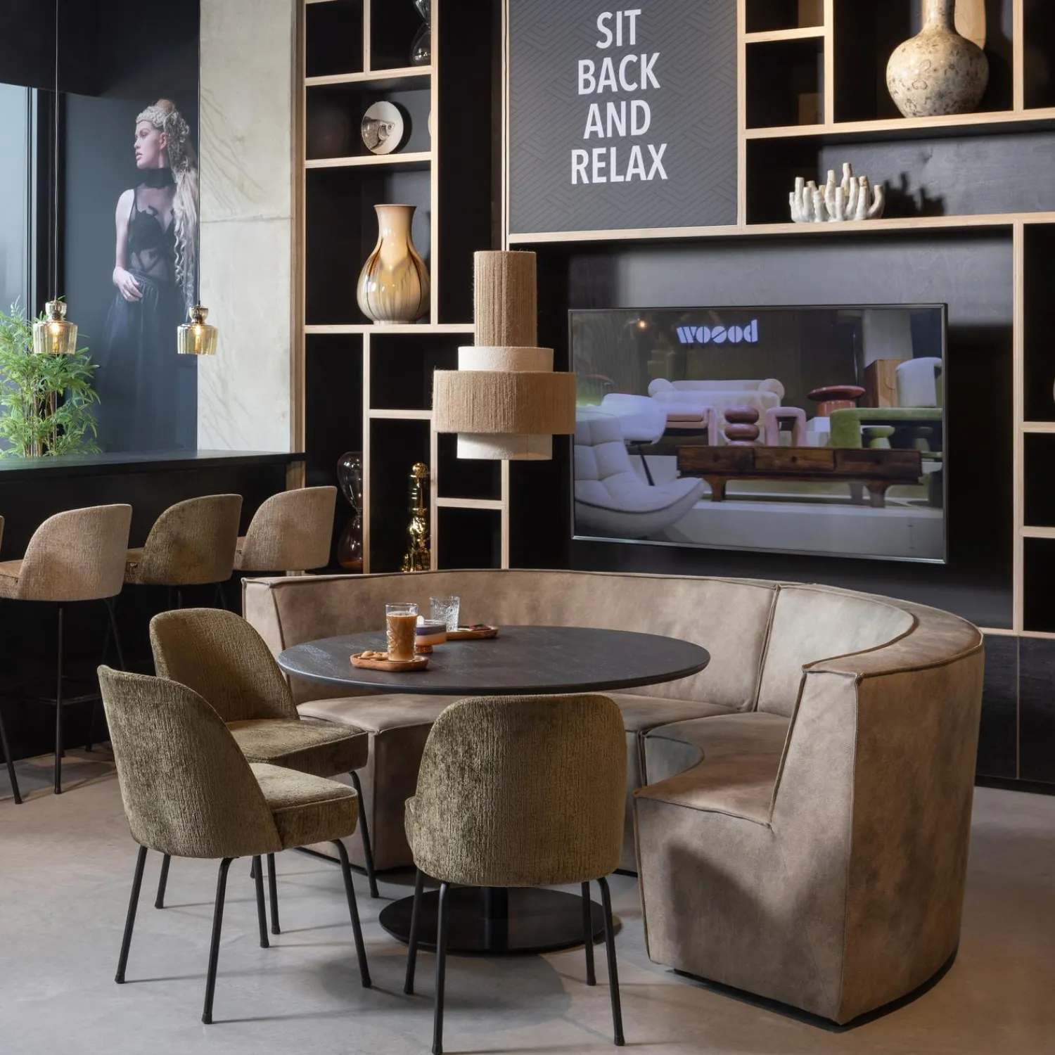 Sale WOOOD Vogue eetkamerstoel structure velvet Bonsai