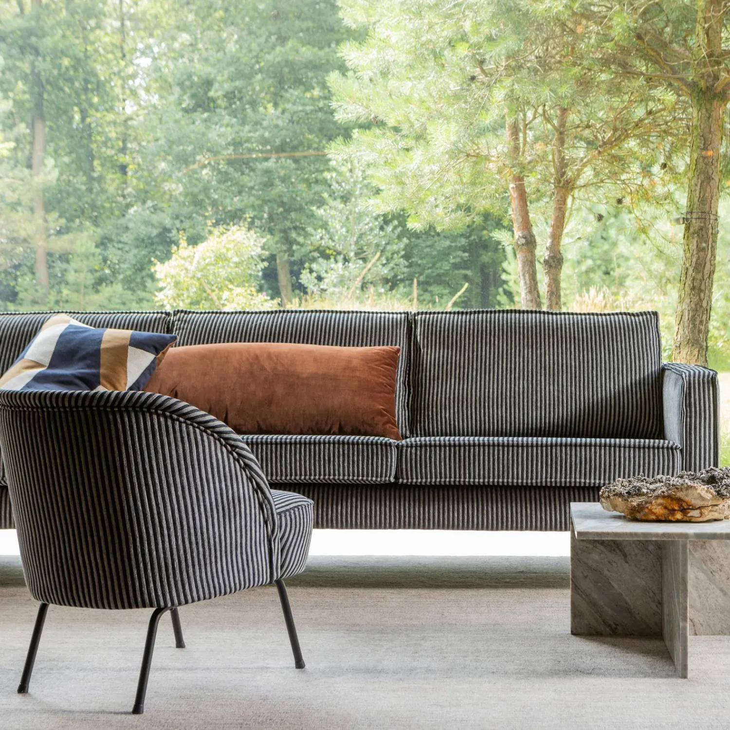 Hot WOOOD Vogue fauteuil streep Zwart/grijs