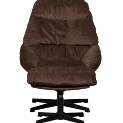 Discount WOOOD Yaro draaibare fauteuil met hocker espresso