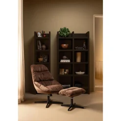 Discount WOOOD Yaro draaibare fauteuil met hocker espresso