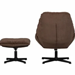 Discount WOOOD Yaro draaibare fauteuil met hocker espresso