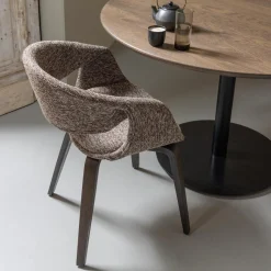 WOOOD Yossi eetkamerstoel met houten poot donker Bruin