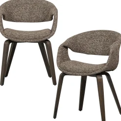 WOOOD Yossi eetkamerstoel met houten poot donker Bruin