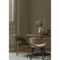 Discount WOOOD Yossi eetkamerstoel met houten poot bruin naturel Bruin/naturel