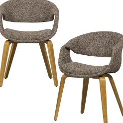 Discount WOOOD Yossi eetkamerstoel met houten poot bruin naturel Bruin/naturel