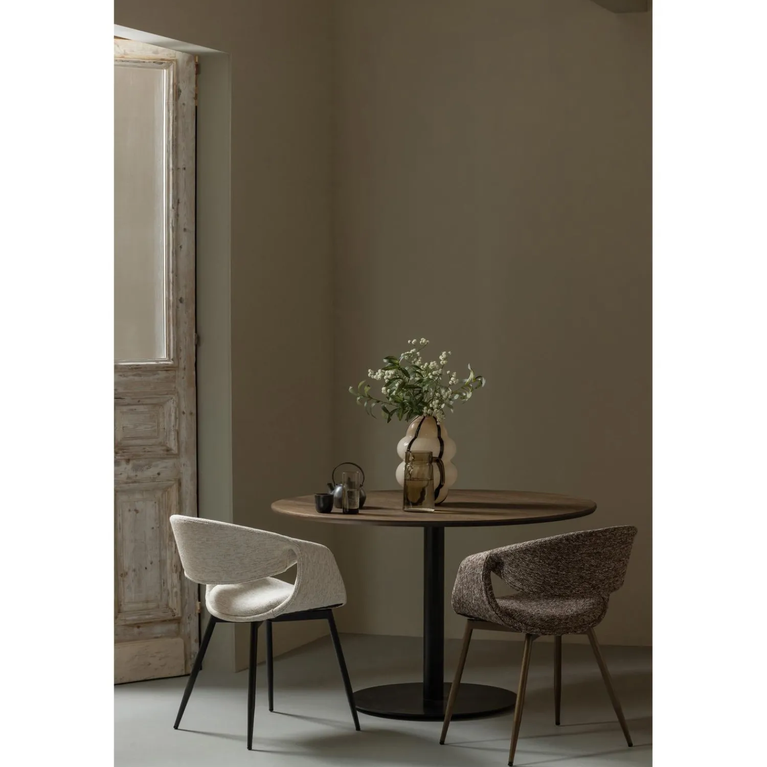 WOOOD Yossi eetkamerstoel naturel met metalen poot zwart Naturel/zwart