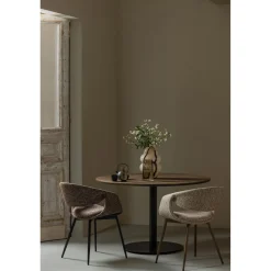 Hot WOOOD Yossi eetkamerstoel met metalen poot koper Zand