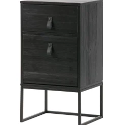 Sale WOOOD Zola nachtkastje met lade en deur geborsteld diepzwart