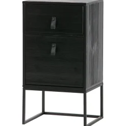 Sale WOOOD Zola nachtkastje met lade en deur geborsteld diepzwart